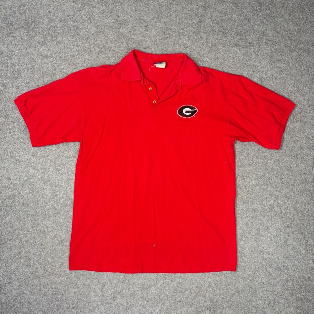 Vintage Georgia Bulldogs Polo‎ Shirt Mens XL Red TSI Sportswear NCAA NCAA G Logo